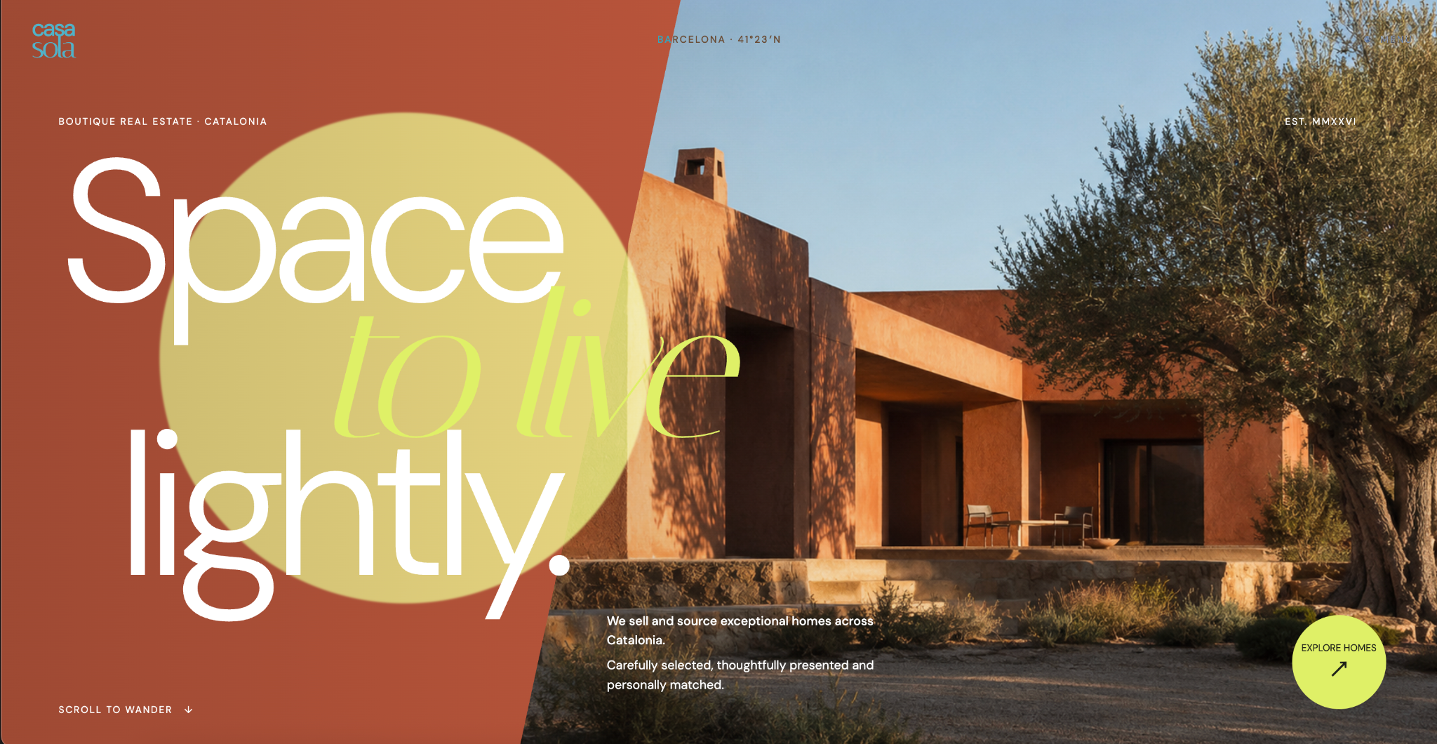 Casa Sola homepage design